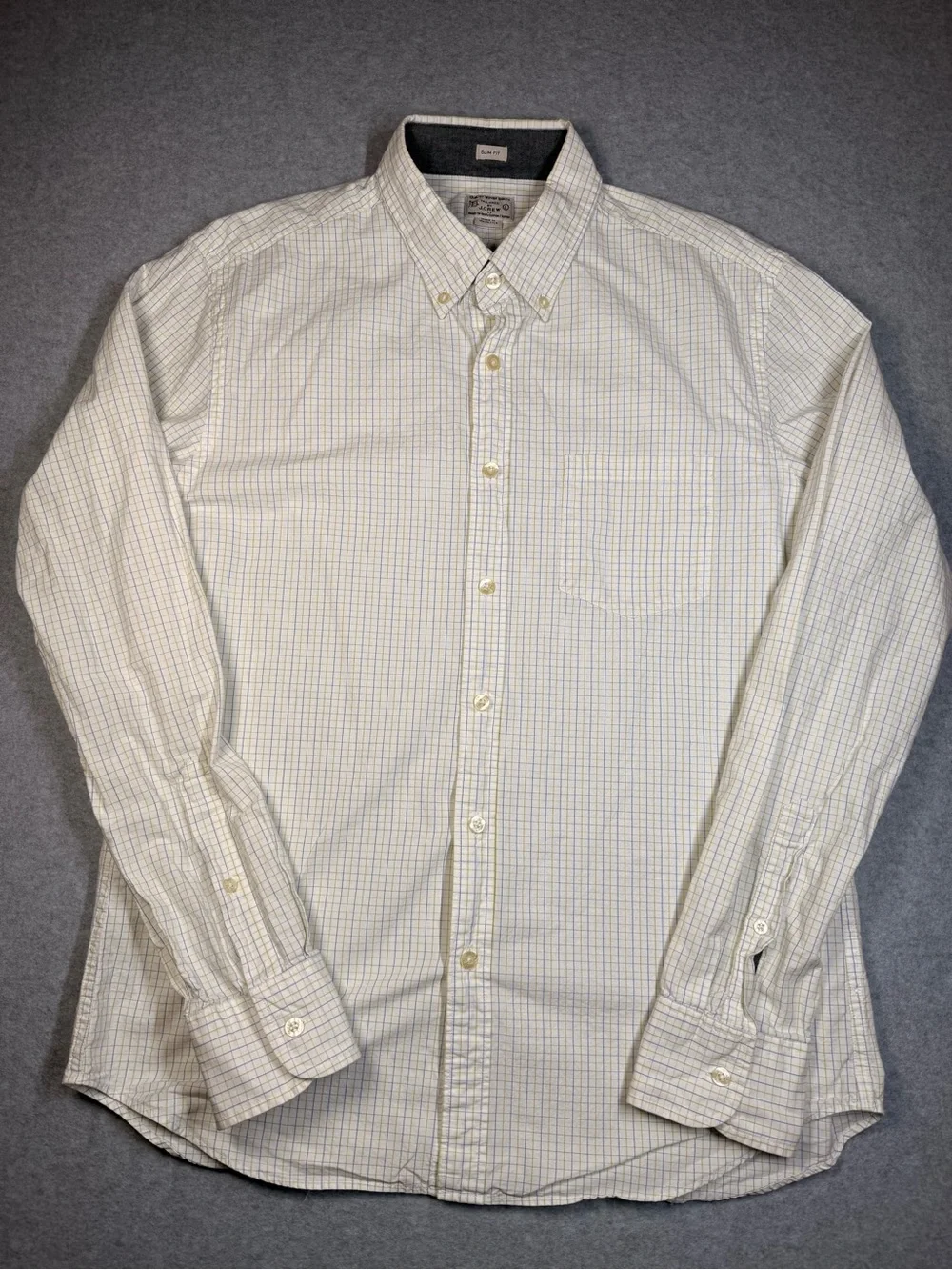 J. Crew Men's Light Ivory Check Button-Down Shirt